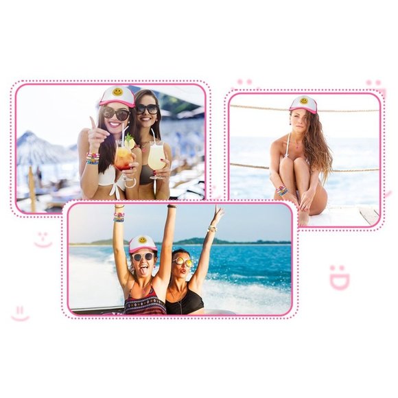 New 11 Preppy Jewelry Heishi Surfer Bracelets Smile Hat Y2K Kidcore Earr… - Picture 4 of 8